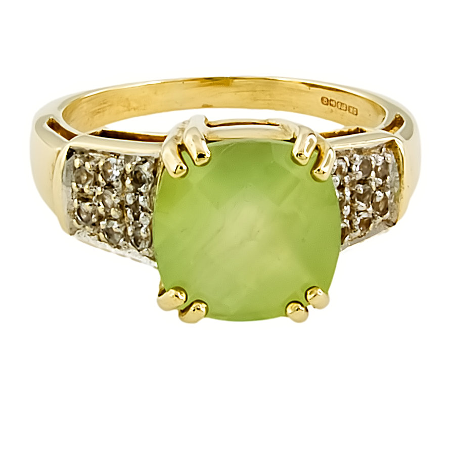 9ct Gold Real Stones Ring Size P